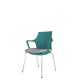 Turquoise Perforated Back Chair With Integrated Arms, Upholstered Seat And Chrome 4 Leg Frame